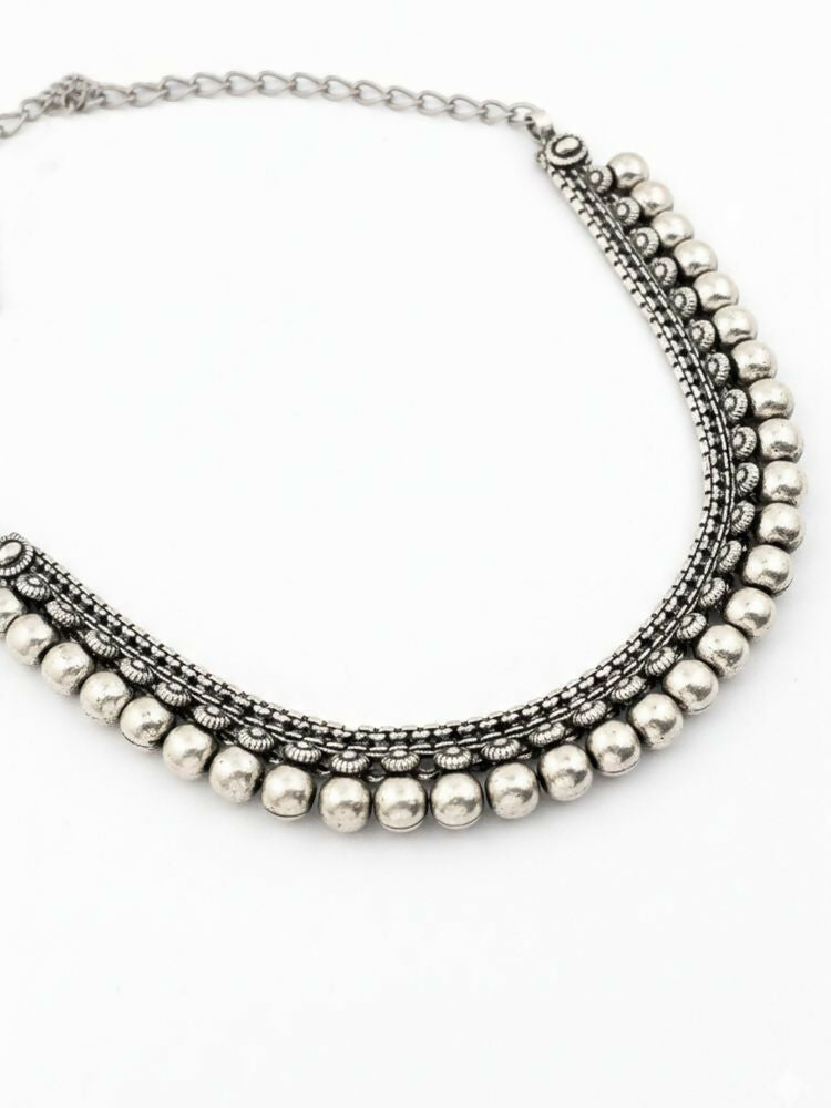 NVR Women Oxidised Silver Plated Necklace | Grocsy