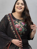 Sztori Plus Size Floral Printed Regular Straight Kurta with Palazzos & With Dupatta | Grocsy