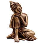 Resting Buddha on Knee Metal Showpiece, Brown | Grocsy