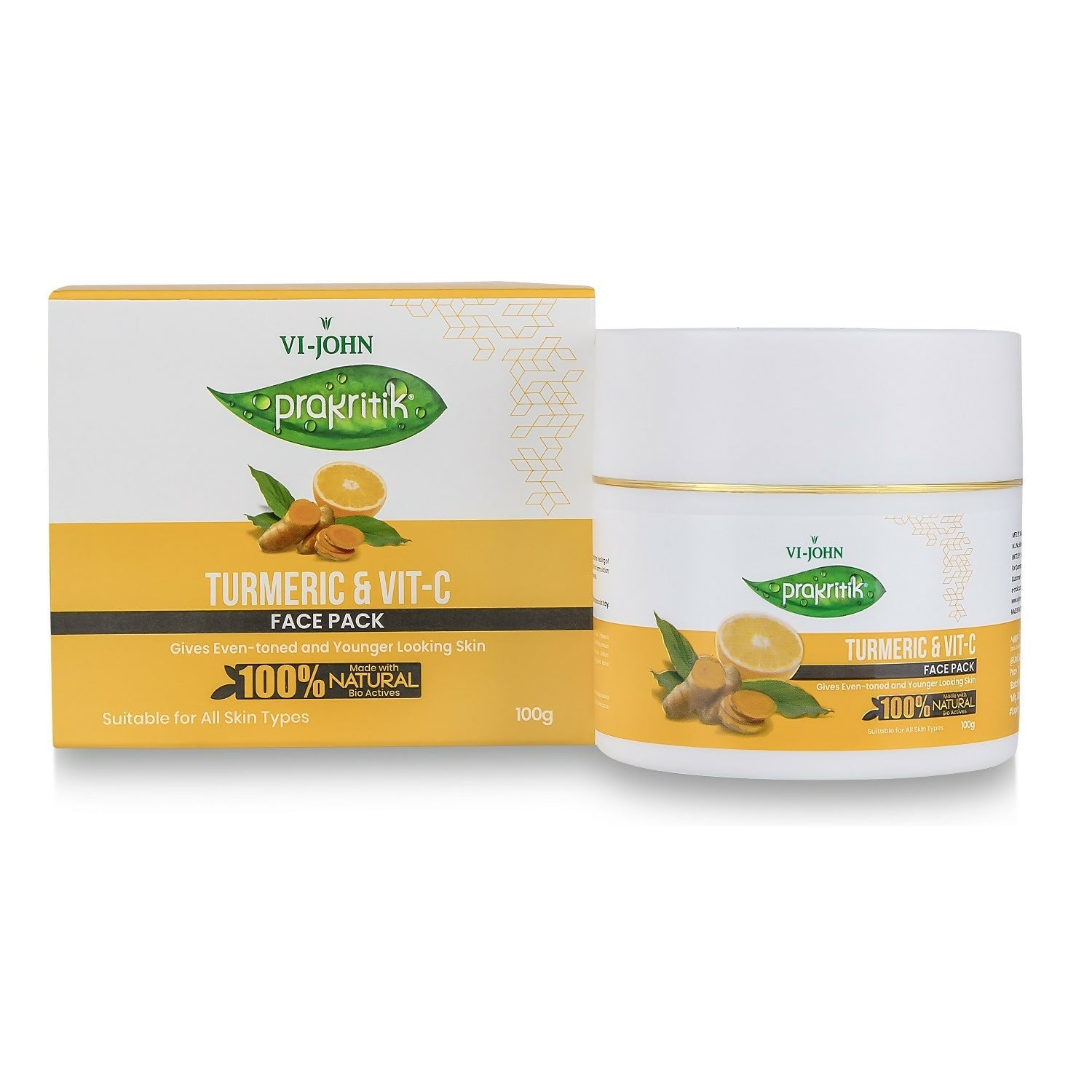 VI-JOHN Prakritik Vitamin C & Turmeric Face Pack Fades Dark Spots, 100% Natural Bio Actives | Grocsy