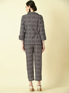 Myshka Women's Black Cotton Printed jacket | Grocsy