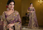 Purple Pure Banarasi Crush Pure Khatli work Designer Saree With Blouse. - Rajasvi | Grocsy