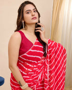 Red Georgette Designer Printed Ready To Wear Saree - Ibiza | Grocsy