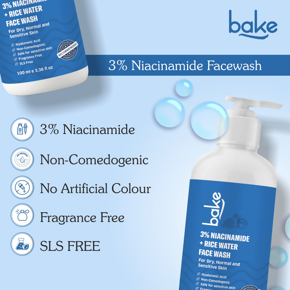 Bake 3% Niacinamide Face Wash with Rice Water | Grocsy