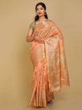 Kalamandir Floral Light Orange Silk Blend Saree | Grocsy