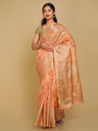 Kalamandir Floral Light Orange Silk Blend Saree | Grocsy