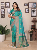 Joban Fashion Banarasi Light Green Woven Soft Silk Saree | Grocsy