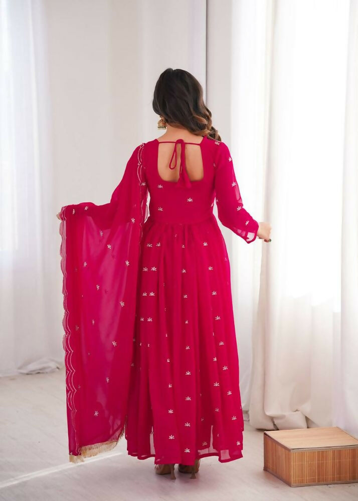 Teeya Creation Rani Faux Georgette Embroidery Work Wedding Wear Gown | Grocsy