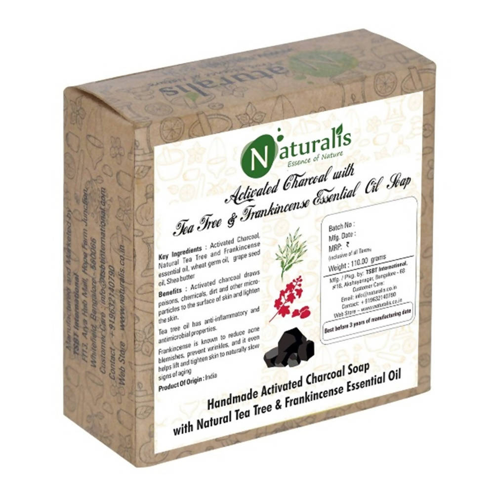 Naturalis Essence Of Nature Handmade Activated Charcoal Soap With Natural Tea Tree & Frankincense Essential Oil Soap | Grocsy
