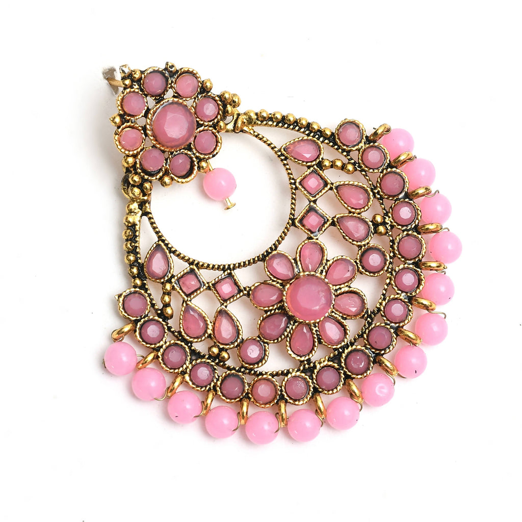 Mominos Fashion Johar Kamal Golden And Pink Beaded Earrings | Grocsy