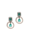 Stone kundan earrings (green) - Ruby Raang | Grocsy