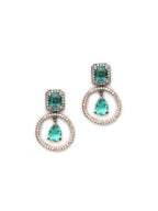 Stone kundan earrings (green) - Ruby Raang | Grocsy