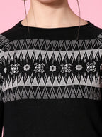 Women Winter Black Cotton Dress - Wool Trees | Grocsy