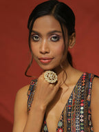 Oversized Kundan Ring- Ruby Raang | Grocsy
