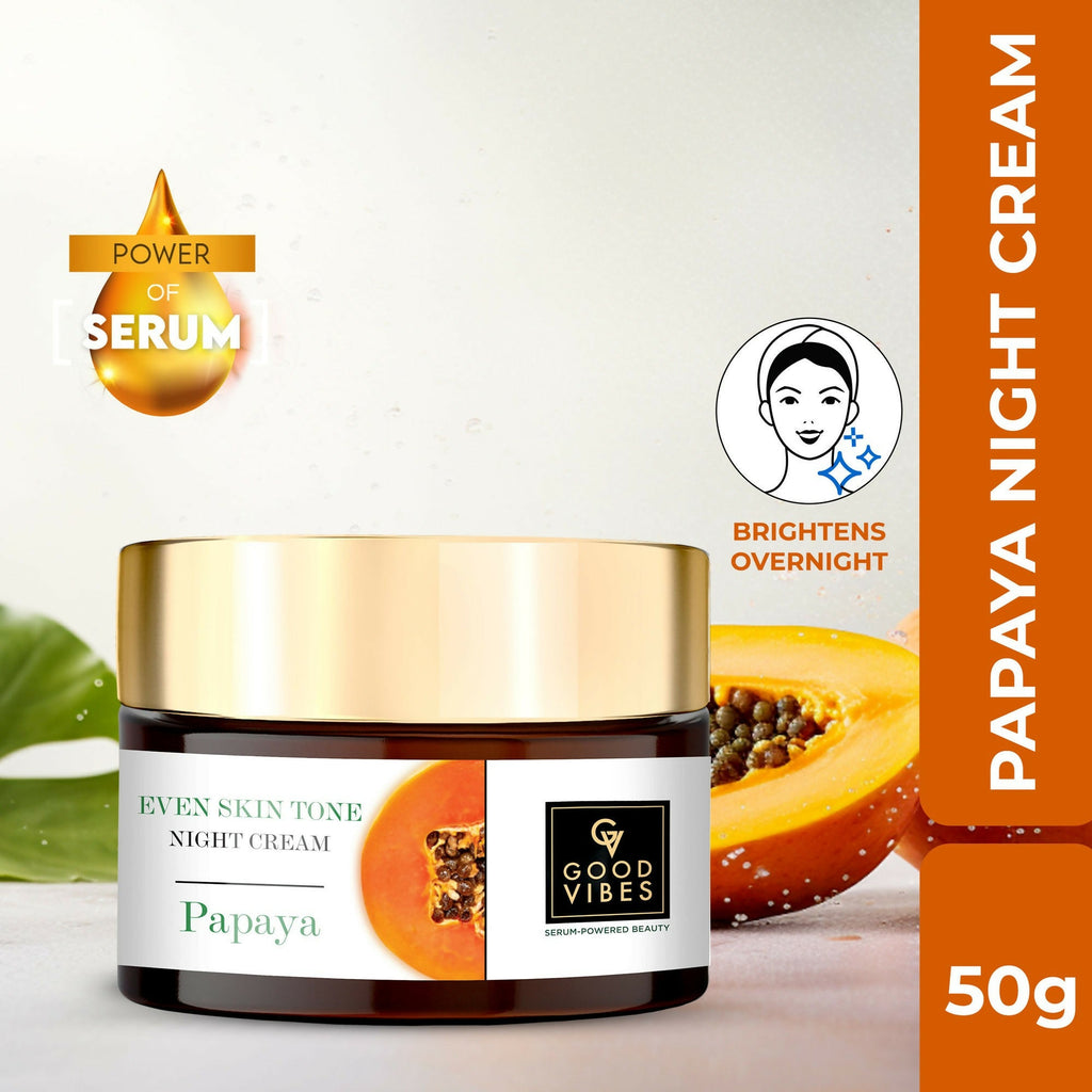 Good Vibes Papaya Even Skin Tone Night Cream with Power of Serum - Nourishes and Brightens the Skin Overnight | Grocsy