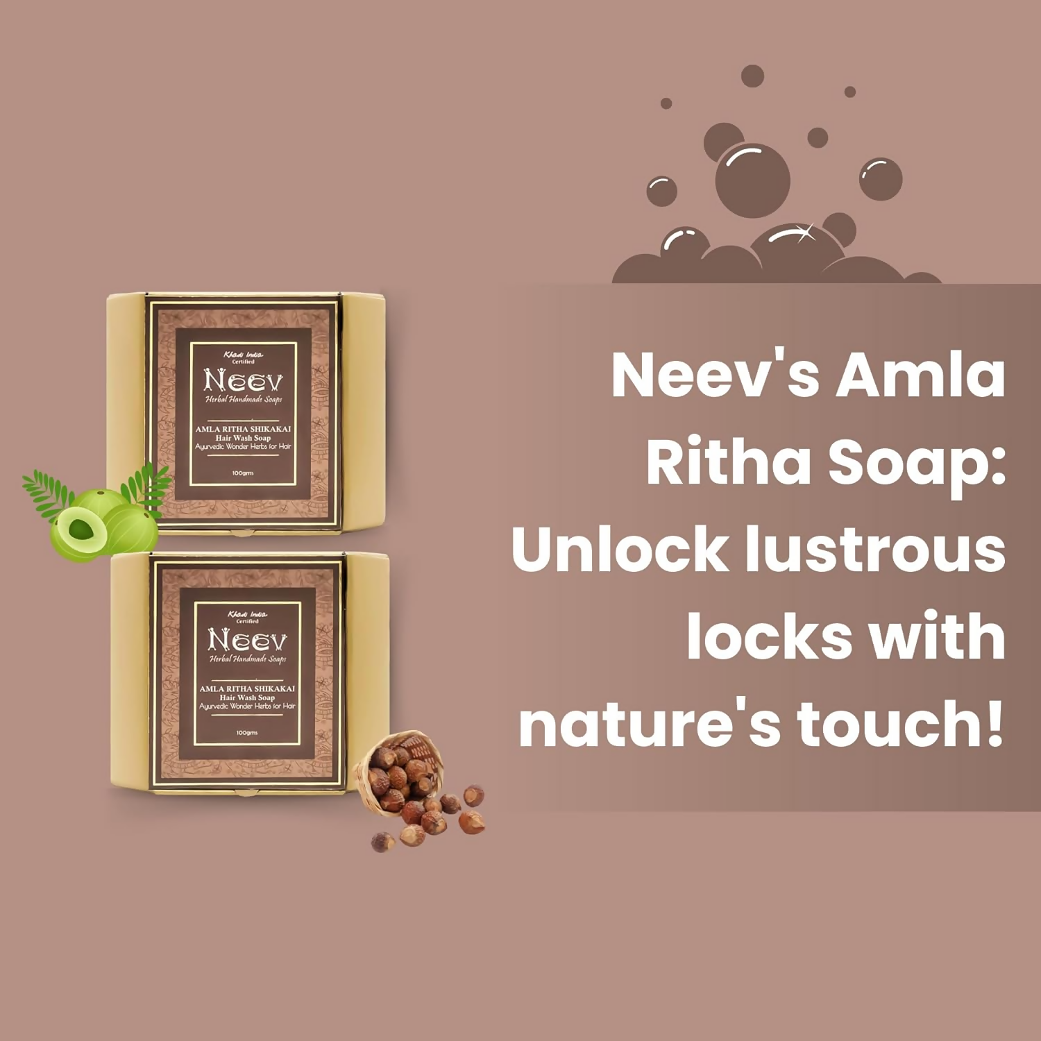 Neev Herbal Handmade Soap Amla Ritha Shikakai Hair Wash Ayurvedic | Grocsy