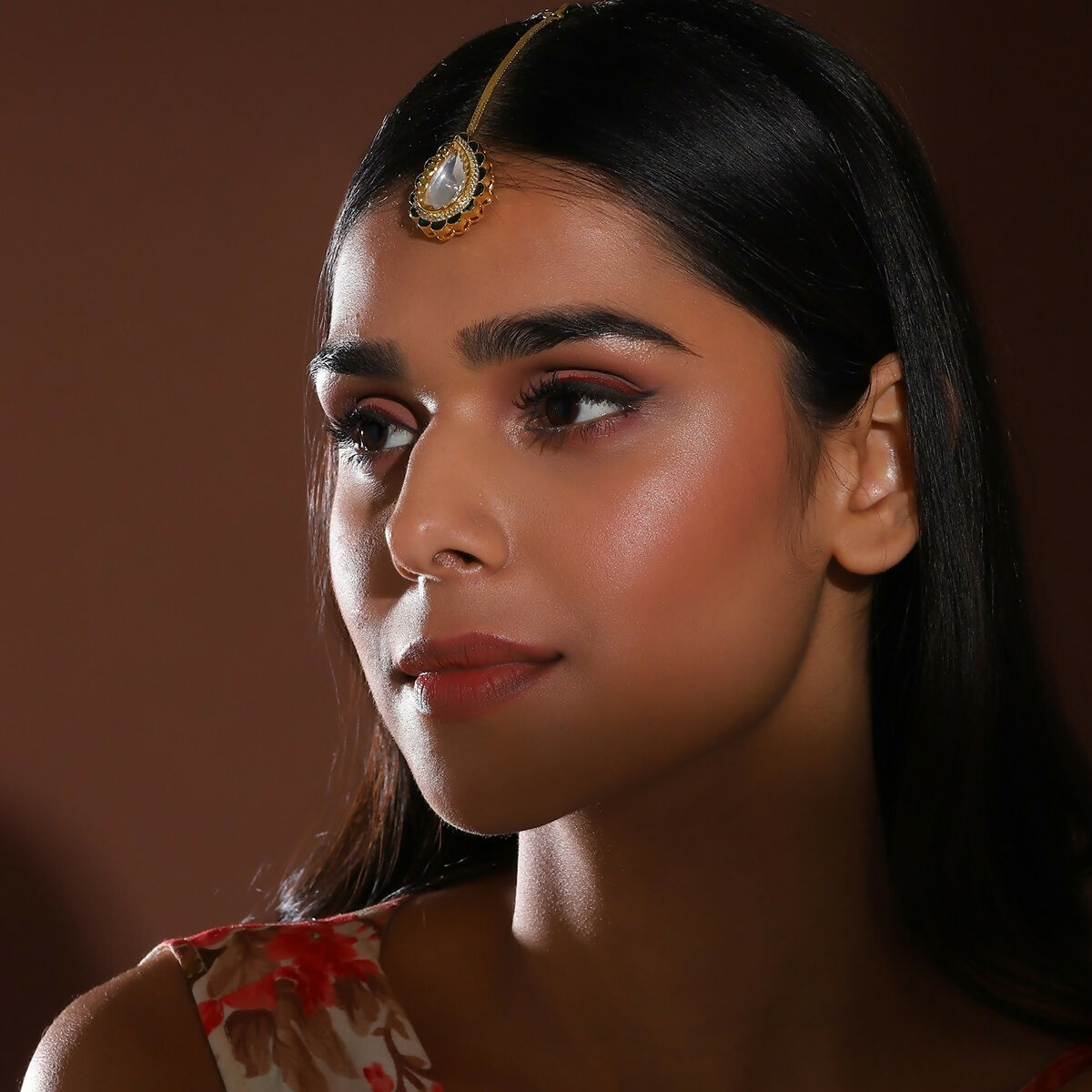 Teardrop Meenakari Kundan Maang Tikka- Ruby Raang | Grocsy