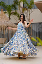 Aayaa Designer Printed Full Flared Gown - Multi Color | Grocsy