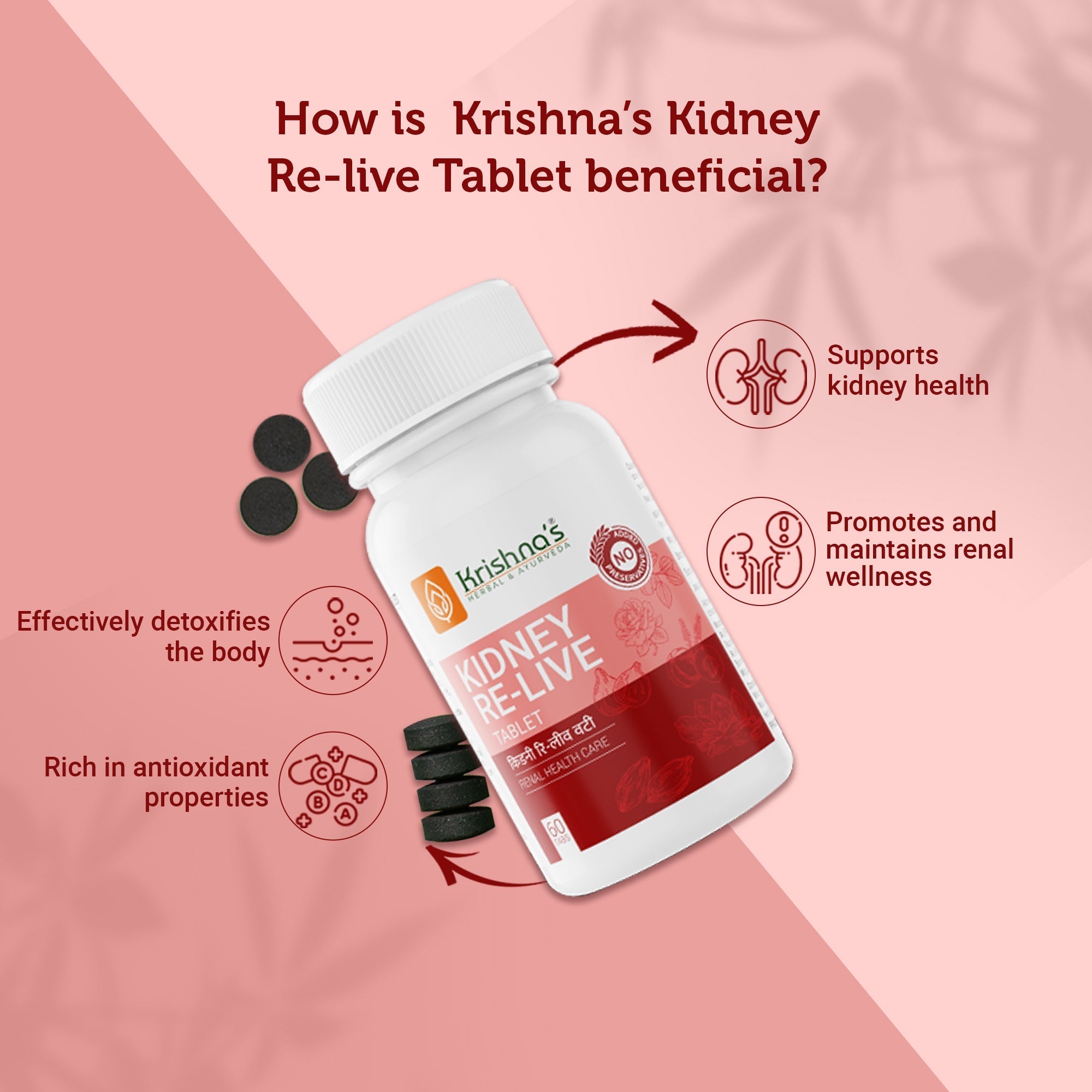 Krishna'S Herbal & Ayurveda Kidney Re-Live Tablets | Grocsy