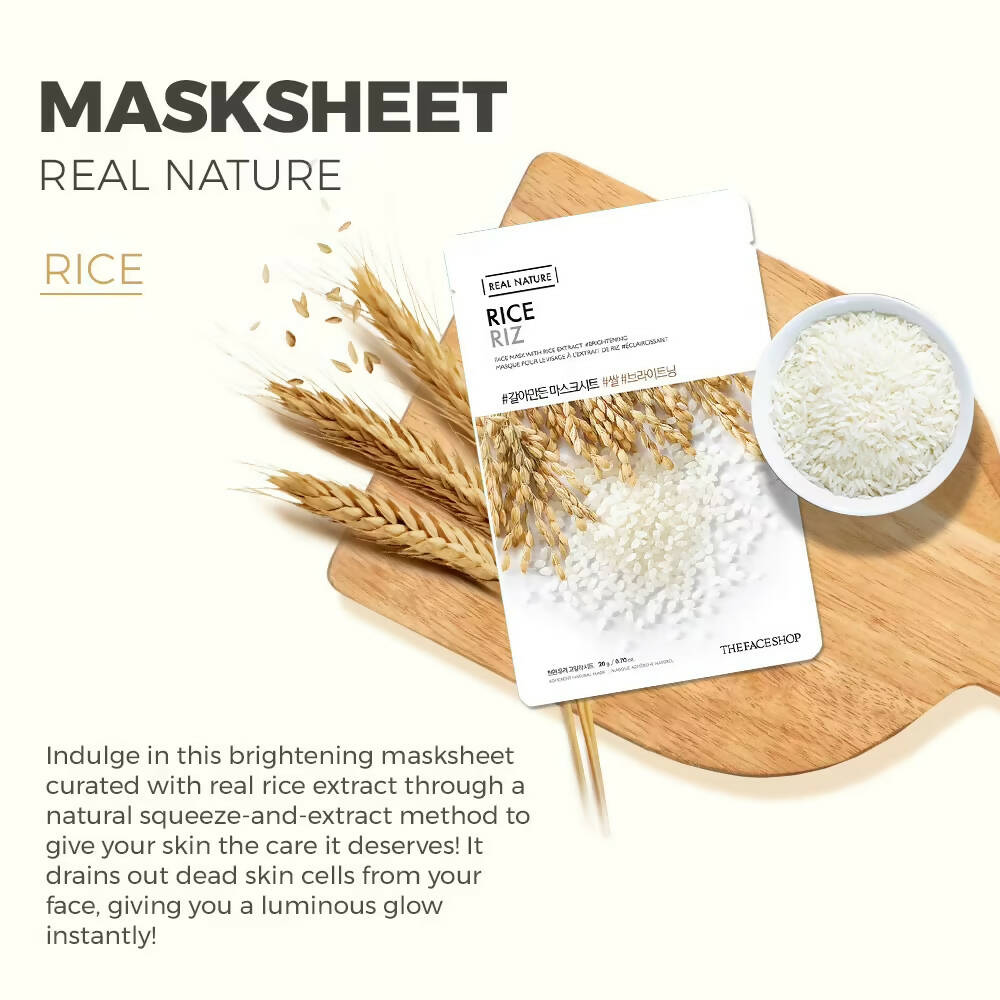 The Face Shop Real Nature Rice Face Mask - Korean Skincare | Grocsy
