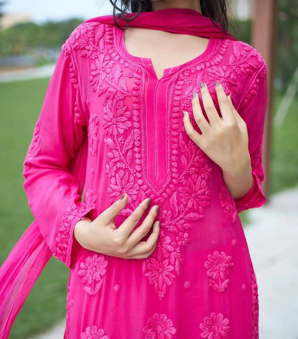 Joban Fashion Pink Kurta Set Georgette Embroidery Sequence Work | Grocsy