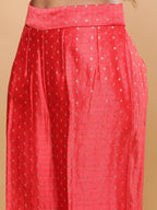 BohoJazz Nazm Embroidered Kimono Sleeves Kurta with Banarasi Pants and Dupatta - Red | Grocsy