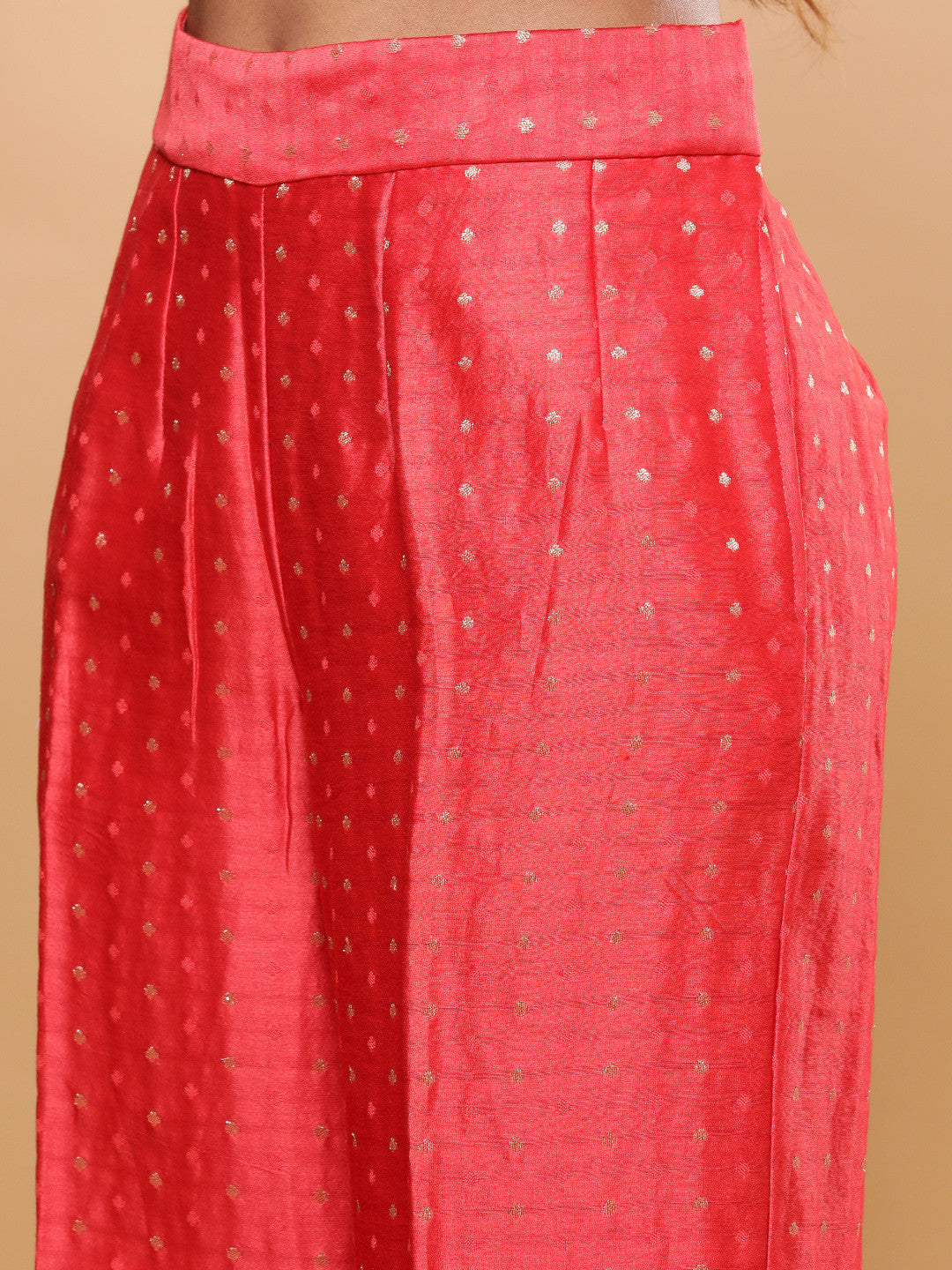 BohoJazz Nazm Embroidered Kimono Sleeves Kurta with Banarasi Pants and Dupatta - Red | Grocsy