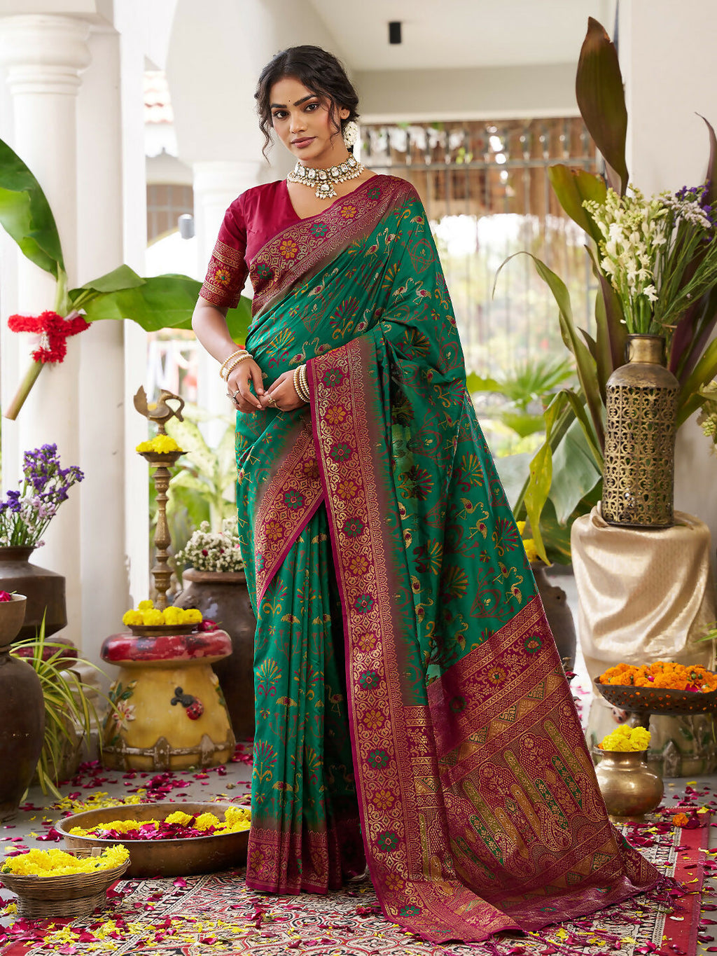 Shree Shyam Fashion Green Soft Silk Saree | Grocsy