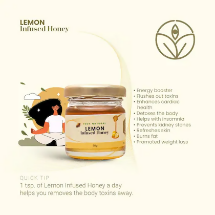 Shiva Organic Lemon Infused Organic Honey 50 gm 100% Natural Organic & Pure Honey | Grocsy