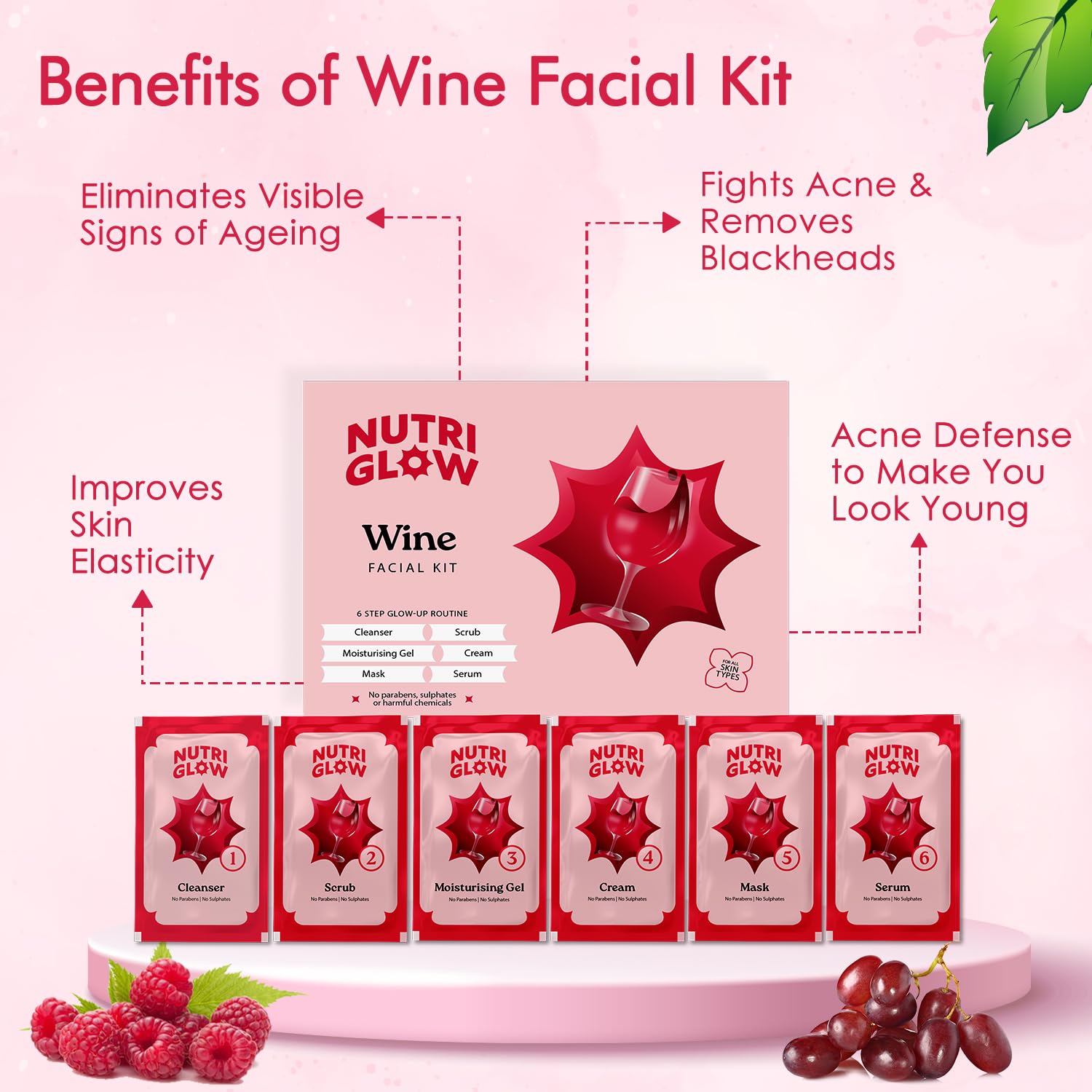 NutriGlow NATURAL'S Advanced Pro Formula Wine Facial Cleanup Kit | Grocsy
