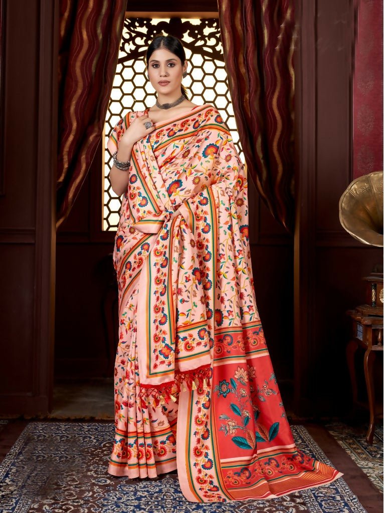 Aayaa Designer Winter Collection Printed Saree With Shawl - Multi Color | Grocsy