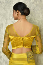 Mustard Silk Solid Designer Saree with Blouse - Purvi | Grocsy