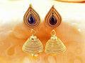 Metallic Blue Kemp Jhumkas | Grocsy