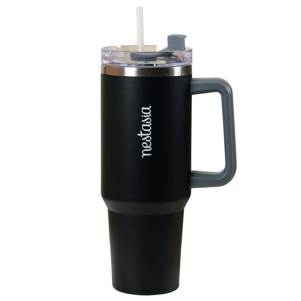 Nestasia Tumbler with Handle Straw & Lid - 1.2L (Black) | Grocsy