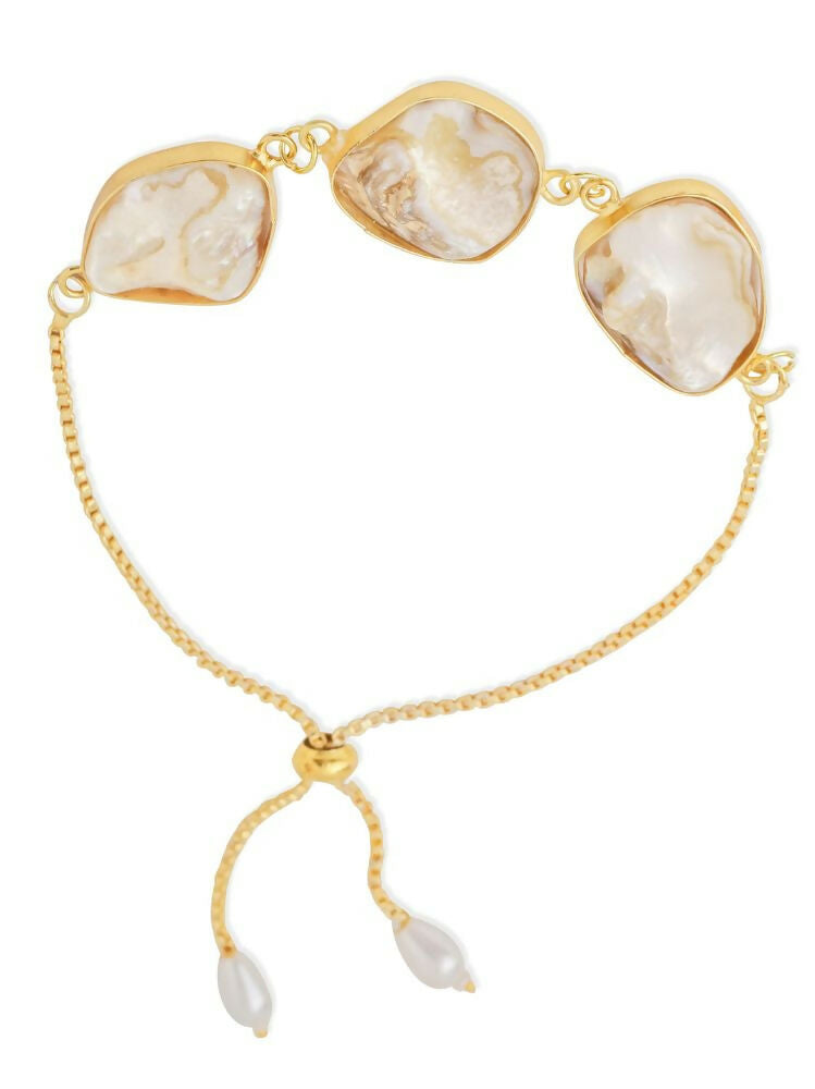 NVR Women's Pearls Gold Toned Bracelet | Grocsy