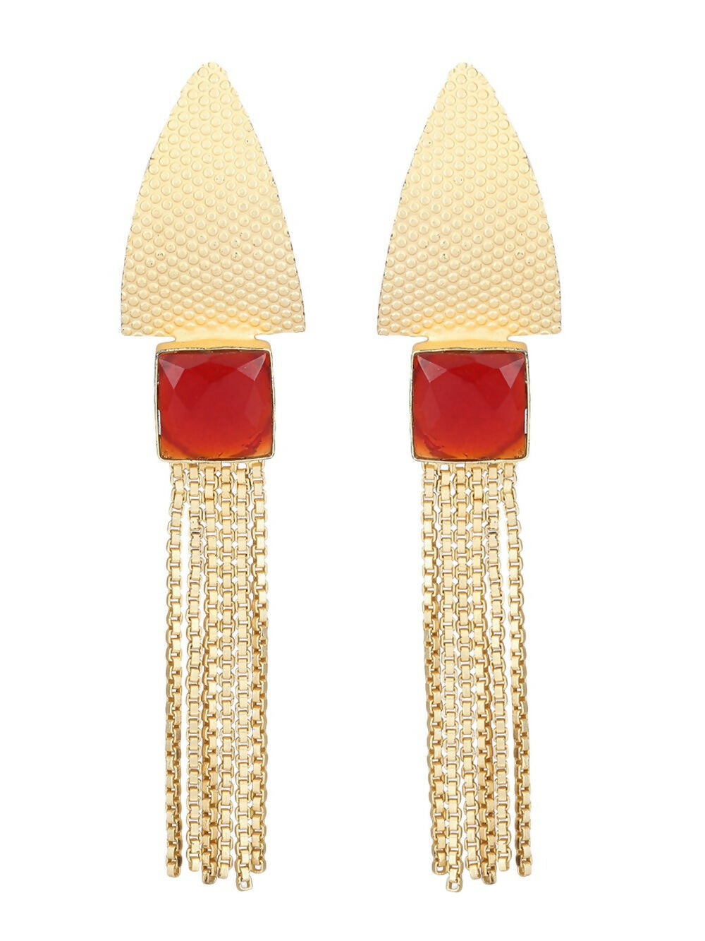 Joban Fashion Women Red Stone Matte Gold Earrings | Grocsy