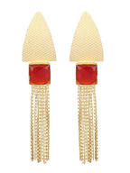 Joban Fashion Women Red Stone Matte Gold Earrings | Grocsy