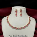Pink Kundan Necklace Set By House of Ree - Swadesiicart
