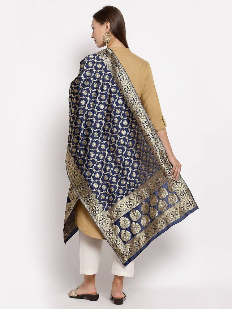 Myshka Women's Black Silk Print Casual Dupatta | Grocsy