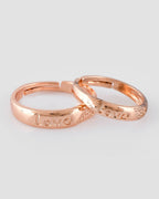 VOJ Stainless Steel Cubic Zirconia Gold-Polished Adjustable Couple Ring Set | Grocsy