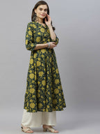 Miravan Women's Pure Cotton Floral Printed Anarkali Kurtas | Grocsy