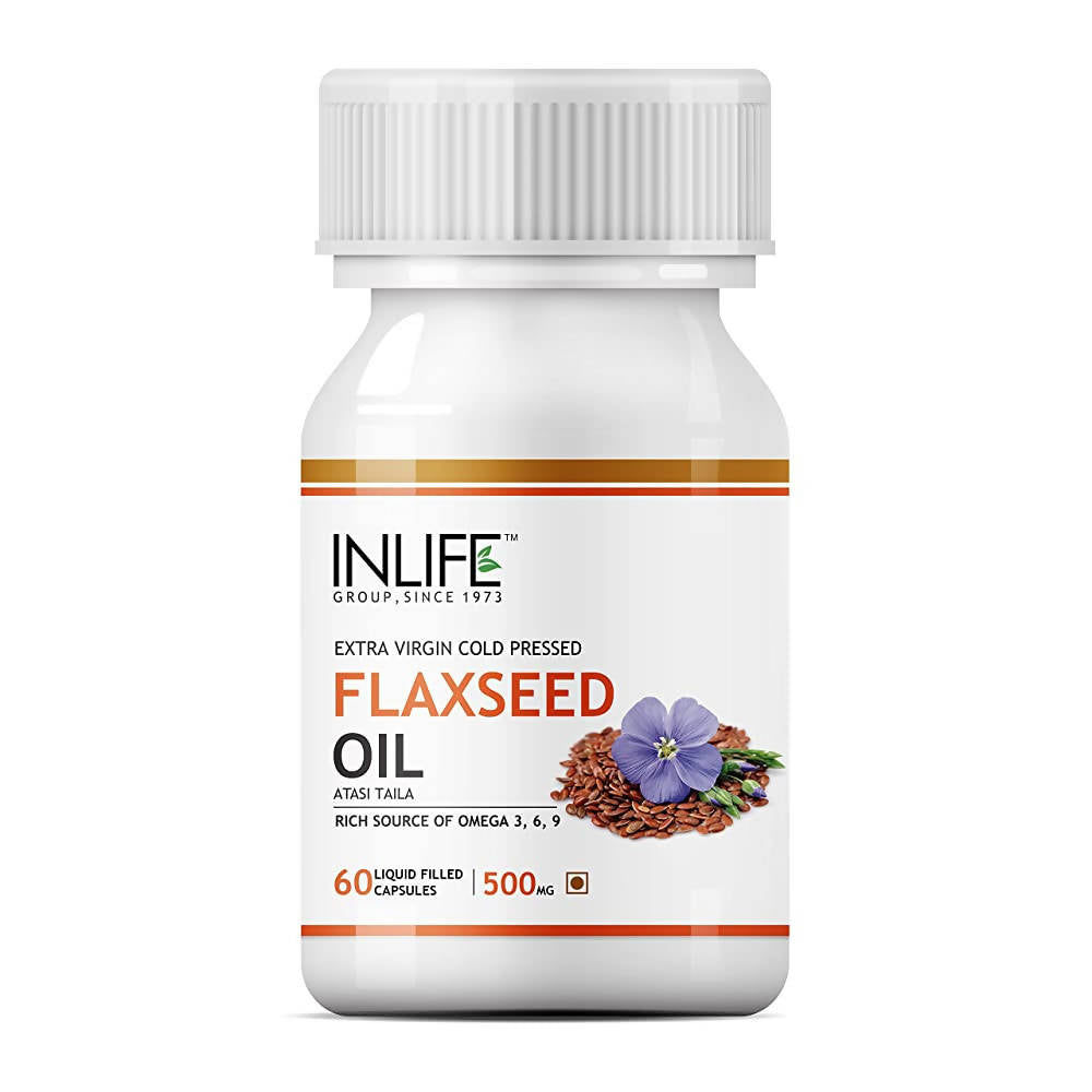 Inlife Flaxseed Oil Capsules With Gelatin | Grocsy
