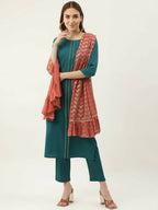 FIORRA Women's Rama Poly Crepe Straight Kurta Pant With Dupatta | Grocsy