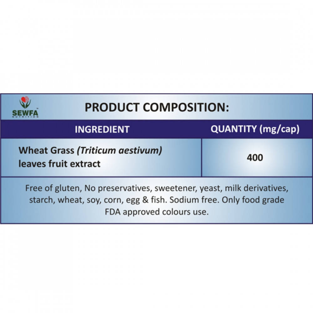 Sewfa Naturals Wheat Grass Powder Capsules | Grocsy
