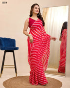 Red Georgette Designer Printed Ready To Wear Saree - Ibiza | Grocsy