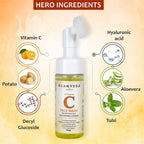 Glamveda Active Vitamin C Brightening & Collagen Boost Foaming Face Wash With Soft Silicone Brush | Grocsy