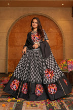 AI Fashion Black Crepe Designer Navratri Wear Lehenga Choli Collection | Grocsy