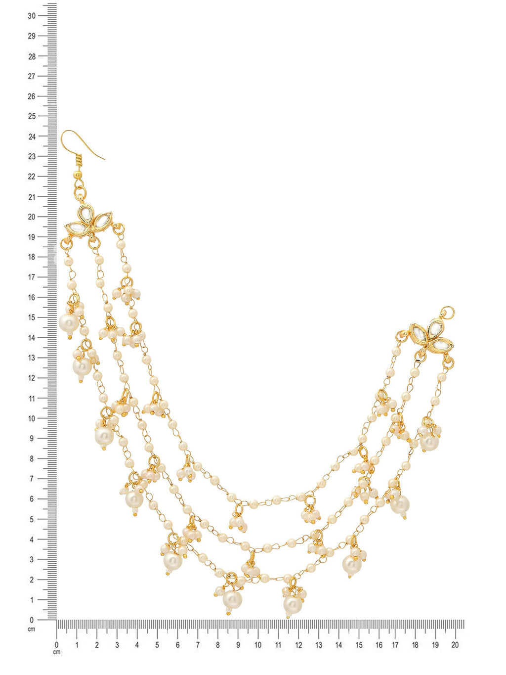 Ruby Raang Gold Pearl Ear Chains (set of 2) | Grocsy