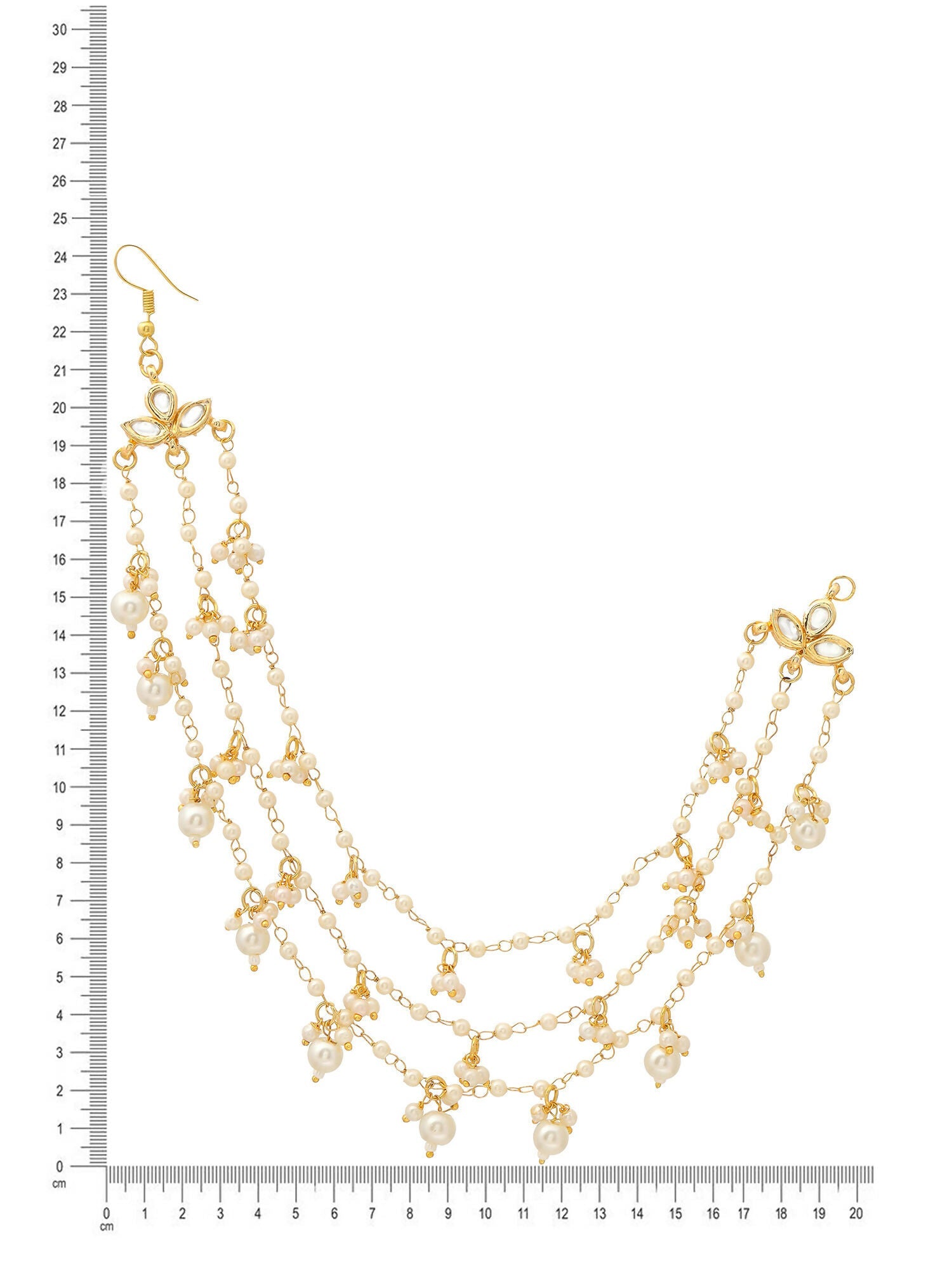Ruby Raang Gold Pearl Ear Chains (set of 2) | Grocsy