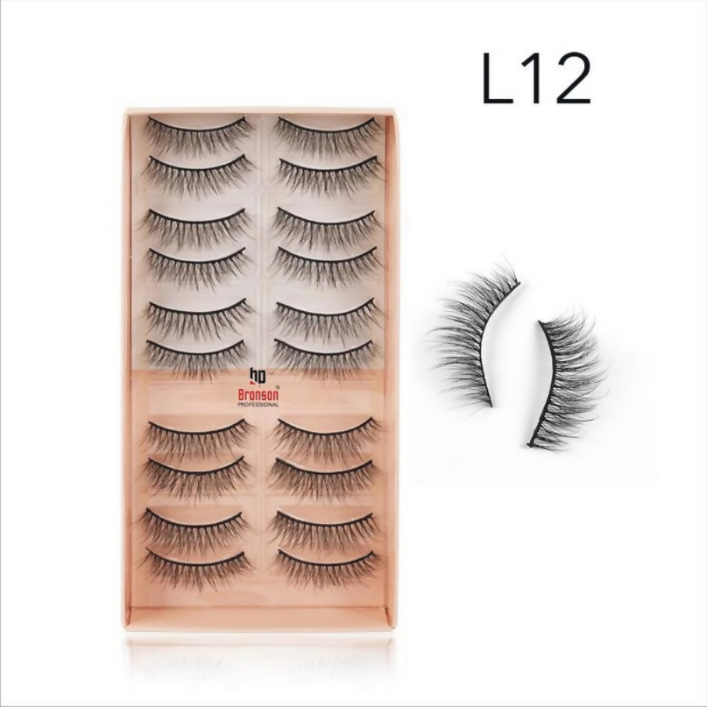 Bronson Professional Eyelash Set 3d False Long And Natural Eye Makeup - L12 | Grocsy